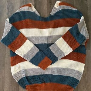 Striped sweater with cross back